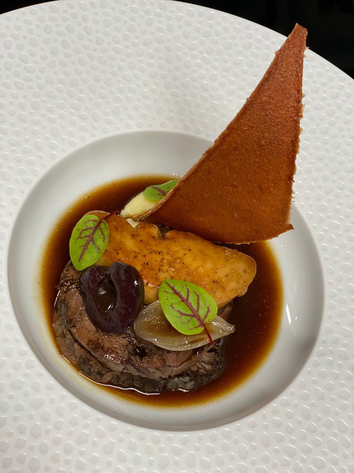 Joue de bœuf braisée, foie gras