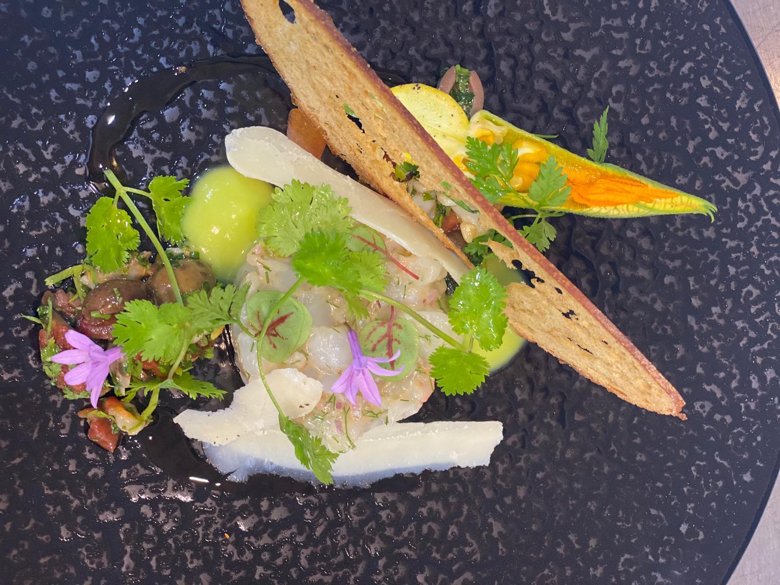 Ceviche, fleurs de courgette